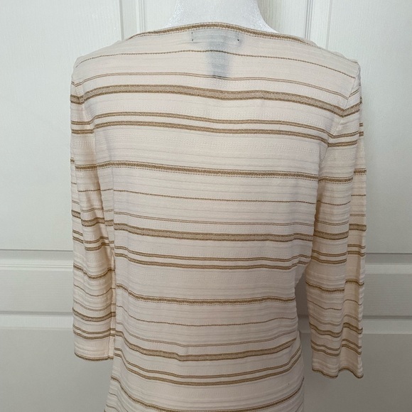 Lauren Ralph Lauren Metallic Cream & Gold Striped Top | Size M | EUC - Picture 6 of 9